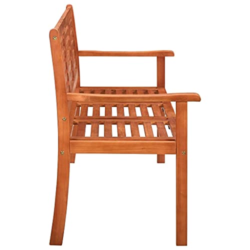 Rustic Brown Solid Eucalyptus Wood 3-Seater Patio Bench with Backrest X865070