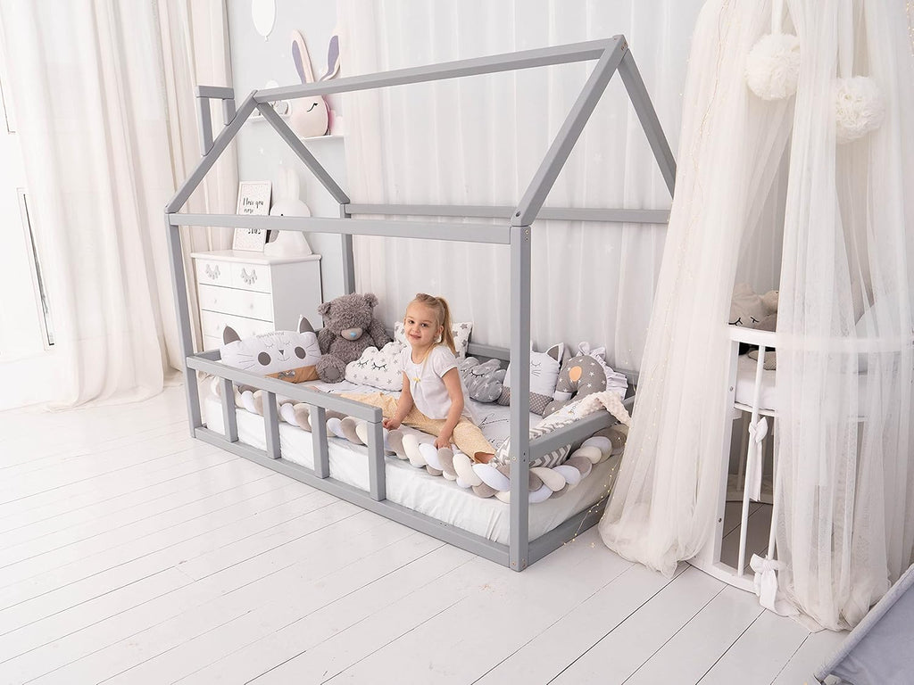 Grey Twin Floor Bed Frame P663997