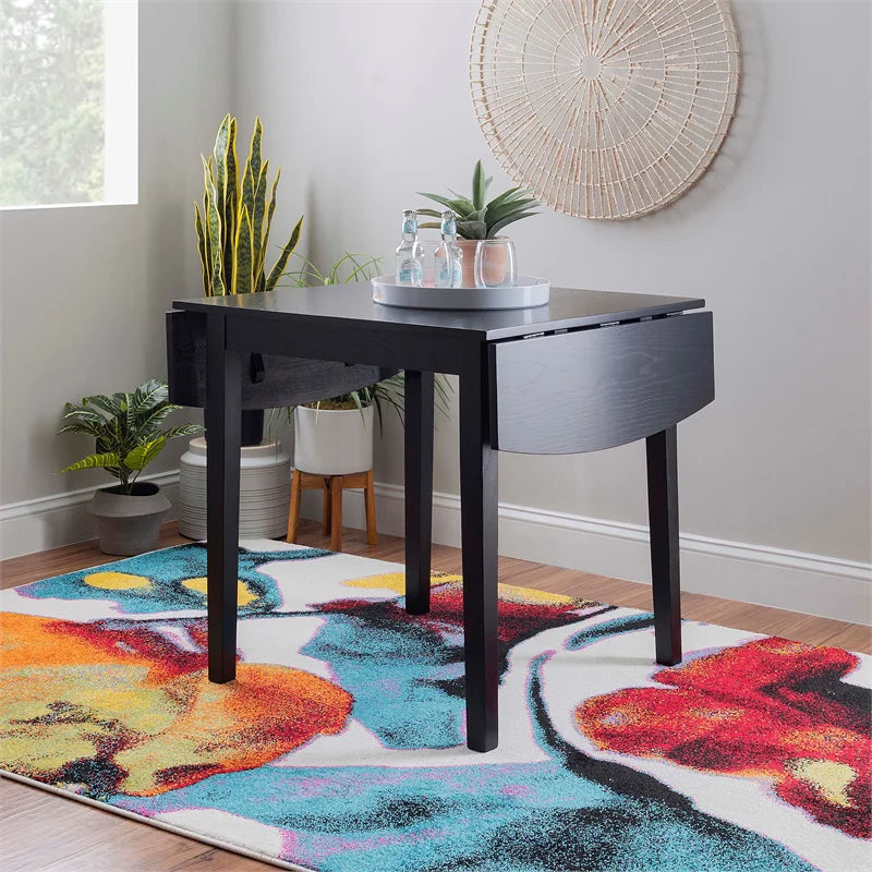 Black Wood Square Drop Leaf Table U19330