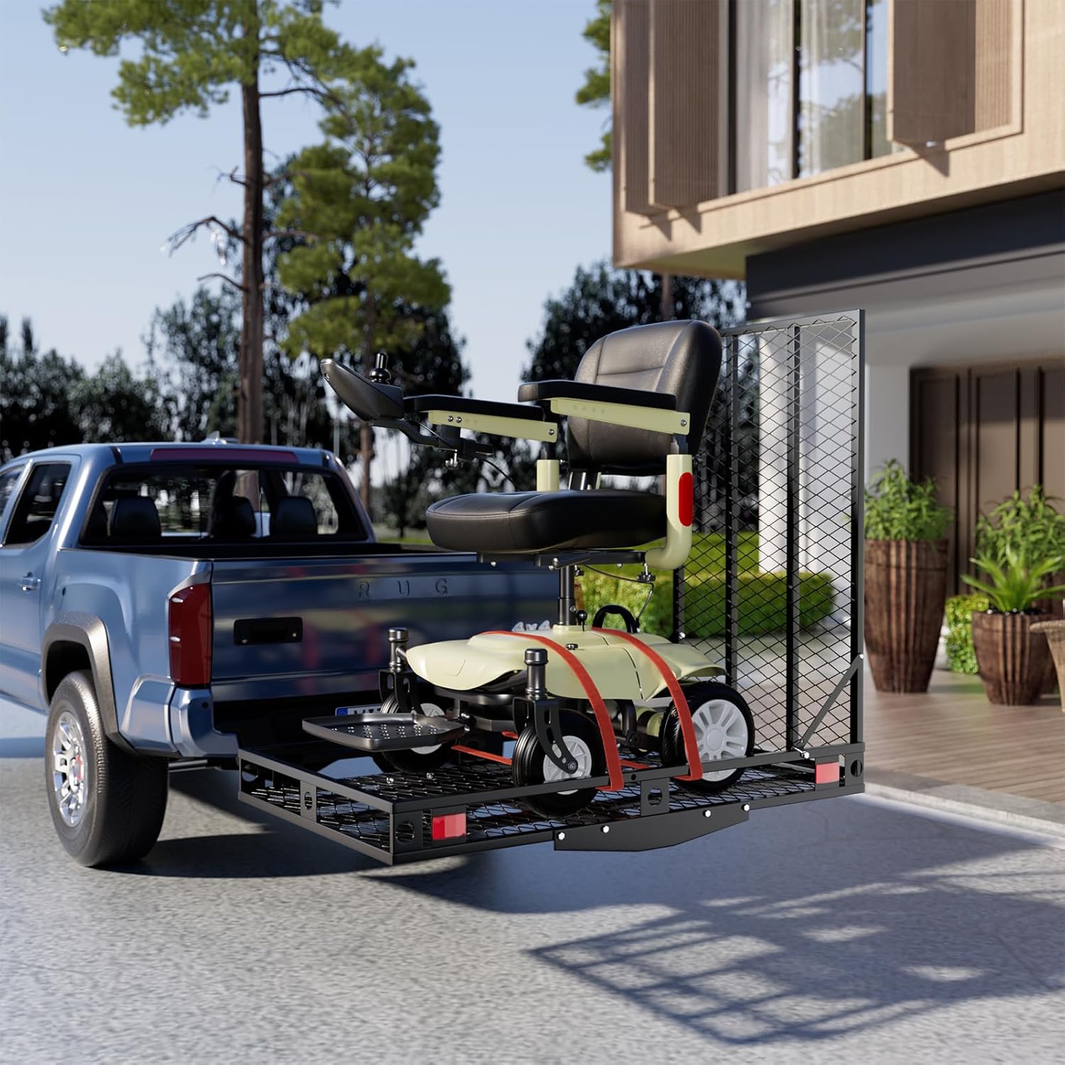 500 LBS Capacity Heavy-Duty Hitch Mount Mobility Scooter Carrier with Foldable Ramp P24996