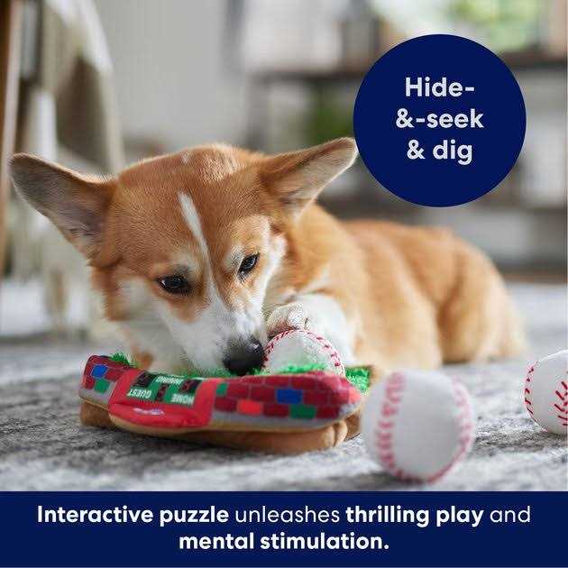 Baseball Hide & Seek Puzzle Plush Squeaky Dog Toy U89062