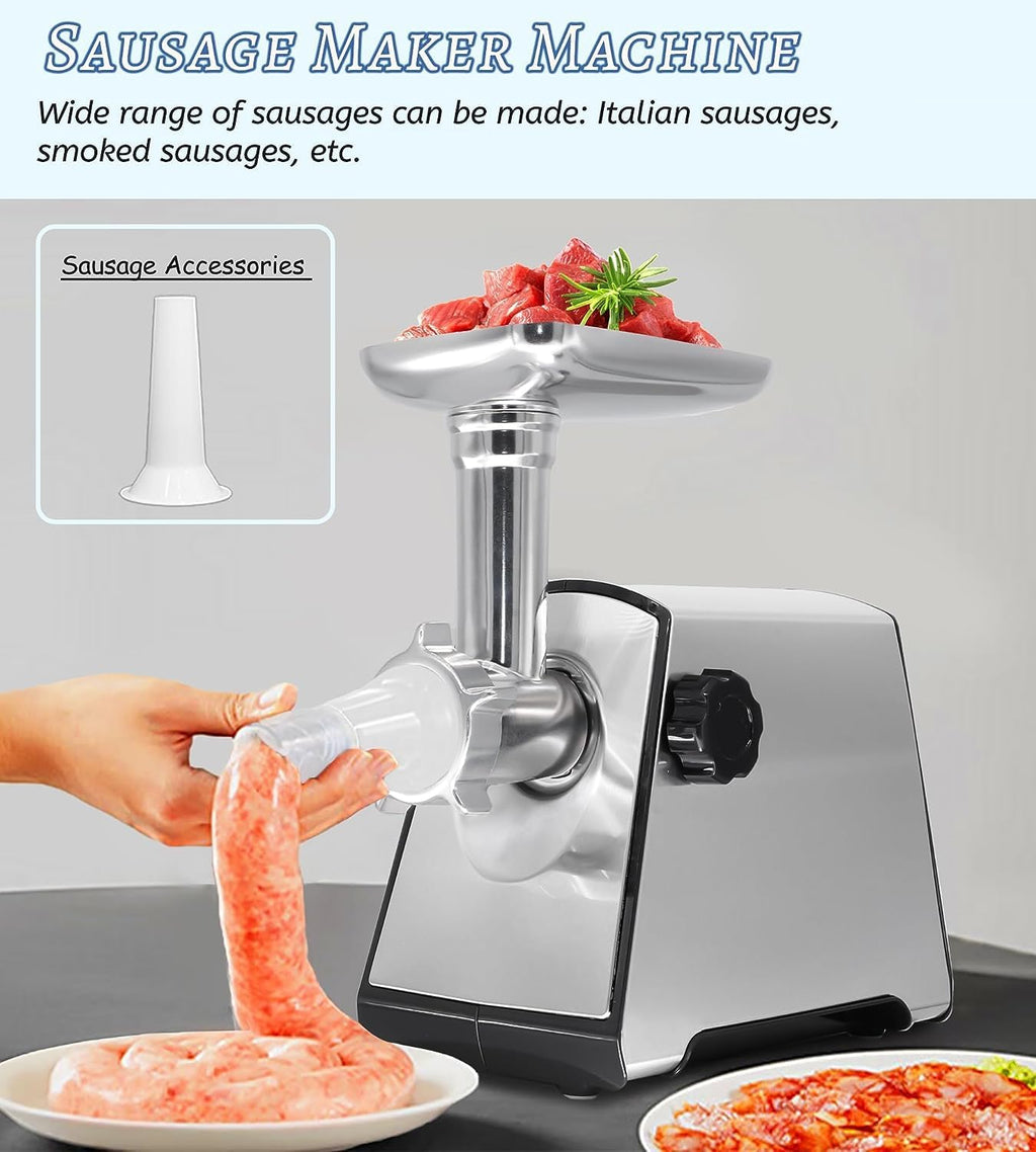 2800W Max Electric Stainless Steel Meat Grinder with 4 Sizes Plates B181604