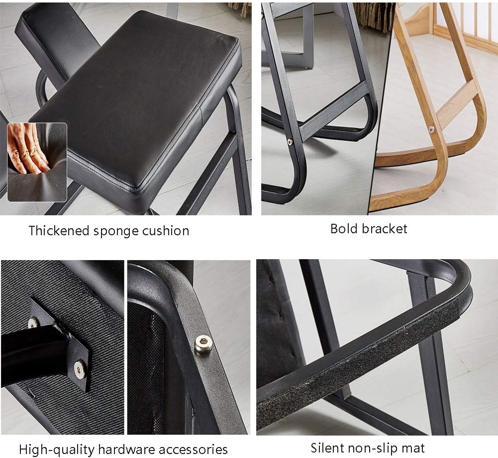 Black Leather Ergonomic Rocking Kneeling Chair, 75 × 45 × 54cm S81348