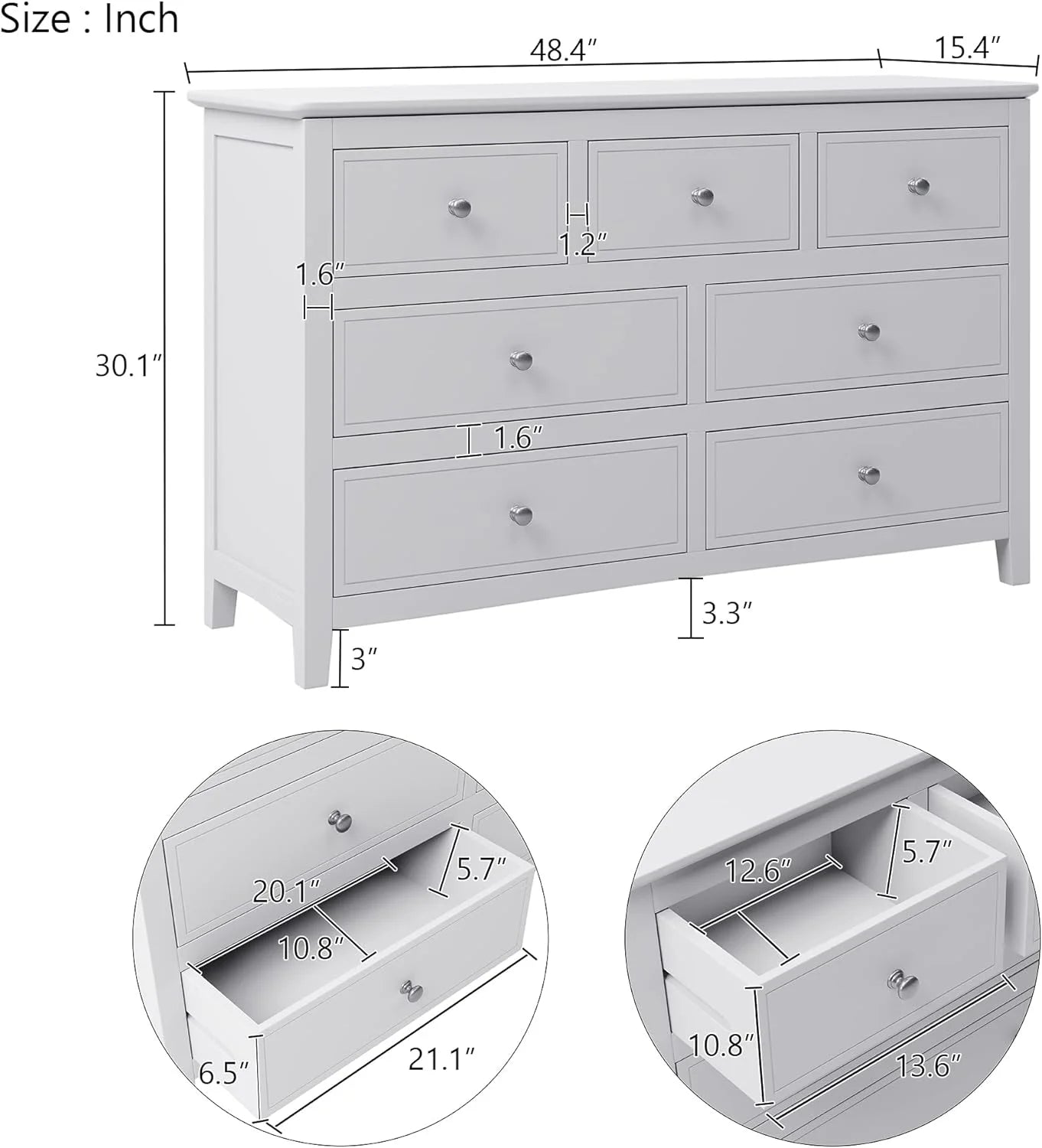 White Queen Size 5 Piece Wood Bedroom Furniture Set R175331