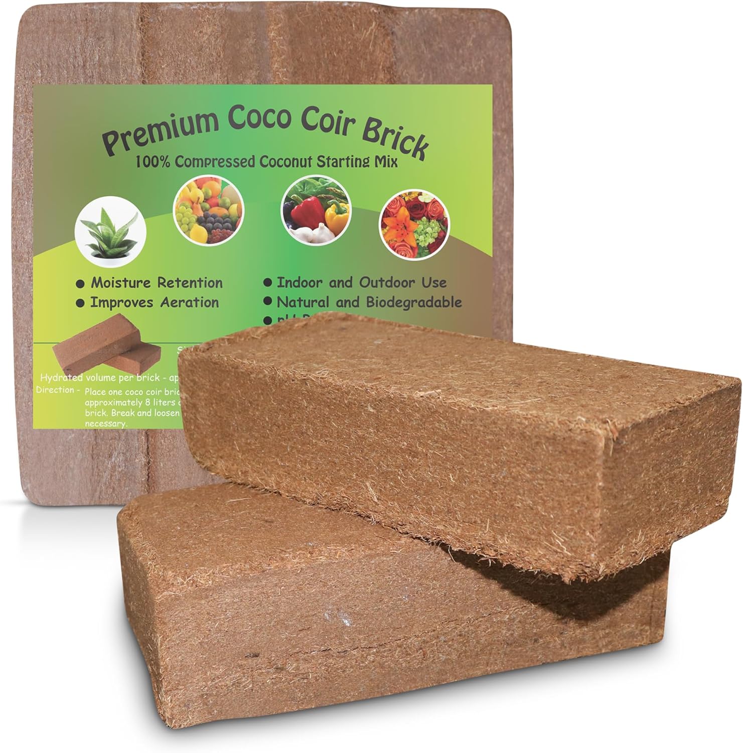4 Pcs 100% Organic Compressed Coconut Coir Bricks Z6111