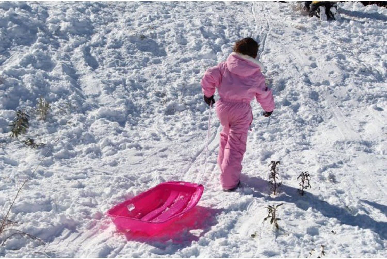 Red 2 Pack Plastic Snow Sled with Pull Rope and Handles S471
