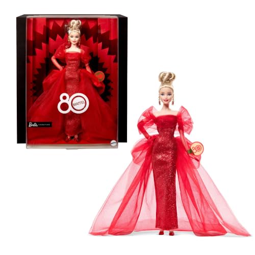 Glittery Red Tulle Gown Doll with Blonde Hair D276