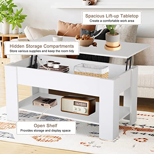 Black Wooden Lift Top Coffee Table with Storage Shelf K89758