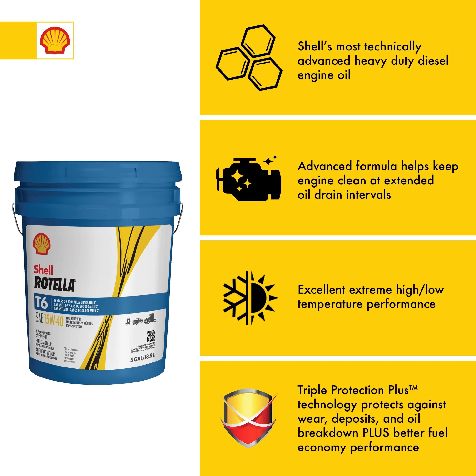 15W-40 Full Synthetic Diesel Engine Oil, 5 Gallon T716611