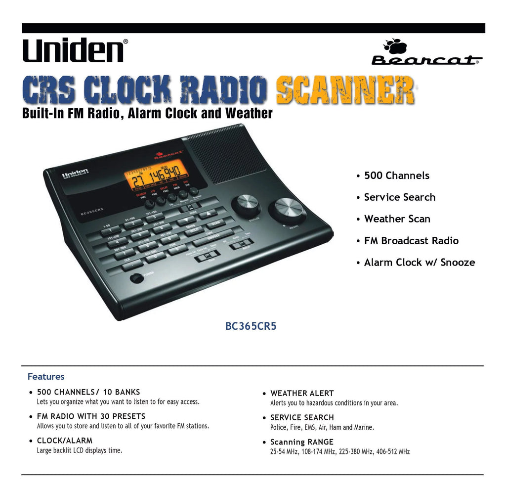 500 Channel Scanner and Alarm Clock with FM Radio and Weather Alert W20037