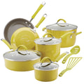 12 Piece Hard Porcelain Enamel Nonstick Pots and Pans, Lemongrass Green C816