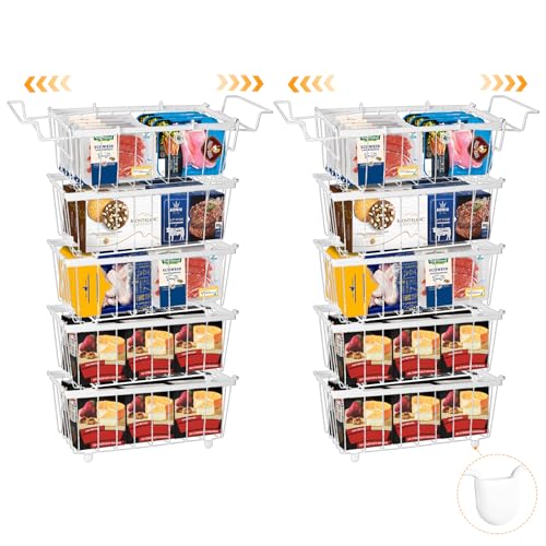 6 Pack Stackable Freezer Organizer Bins with Handles, Black A31204