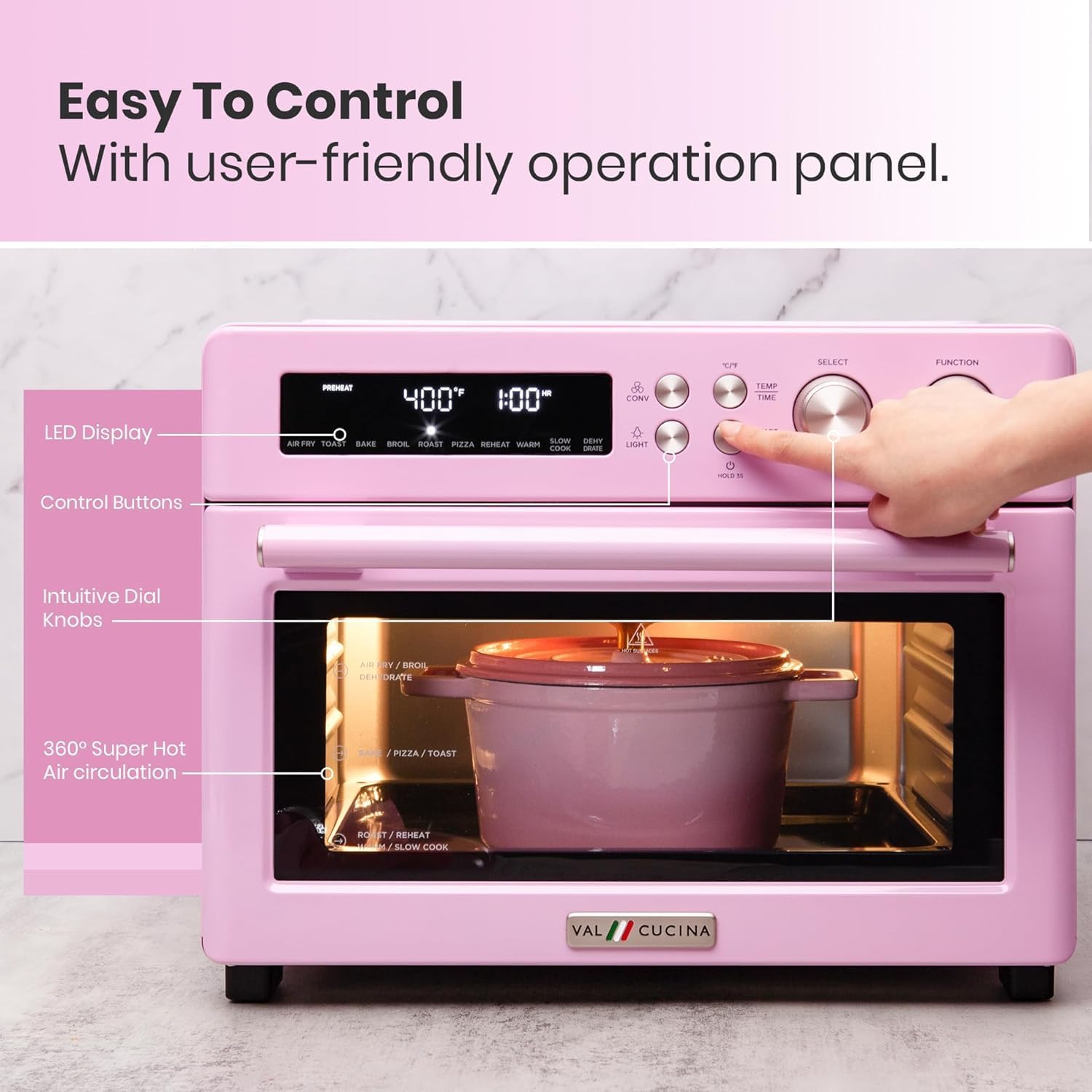 Pink 10-in-1 Convection Air Fryer Toaster Oven F115