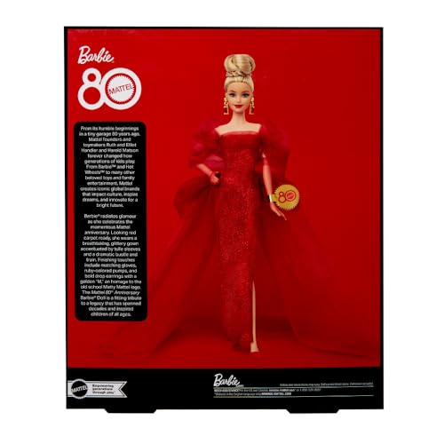 Glittery Red Tulle Gown Doll with Blonde Hair D276