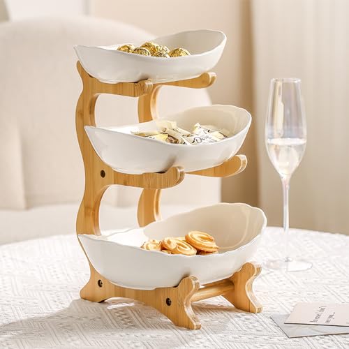 3 Tier White Ceramic Fruit Basket B301