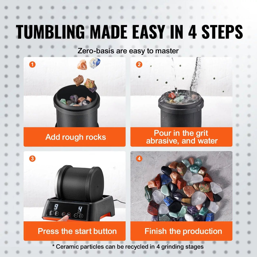 Rock Tumbler Kit with 1 lb. Barrel and 4 Polishing Grits Z840120