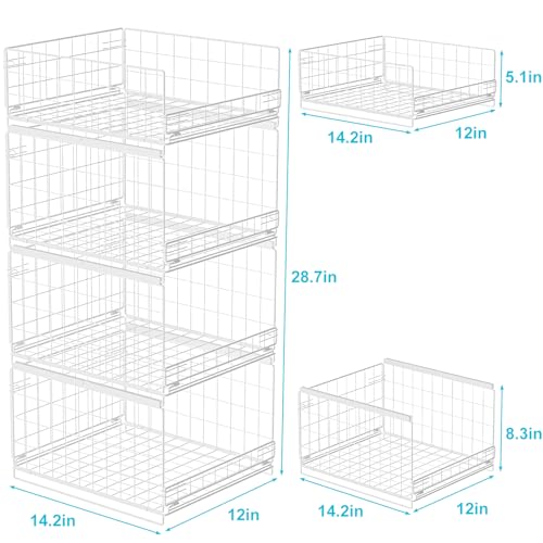 Black 4-tier Sliding Closet Organizers and Drawer Storage Shelves I337
