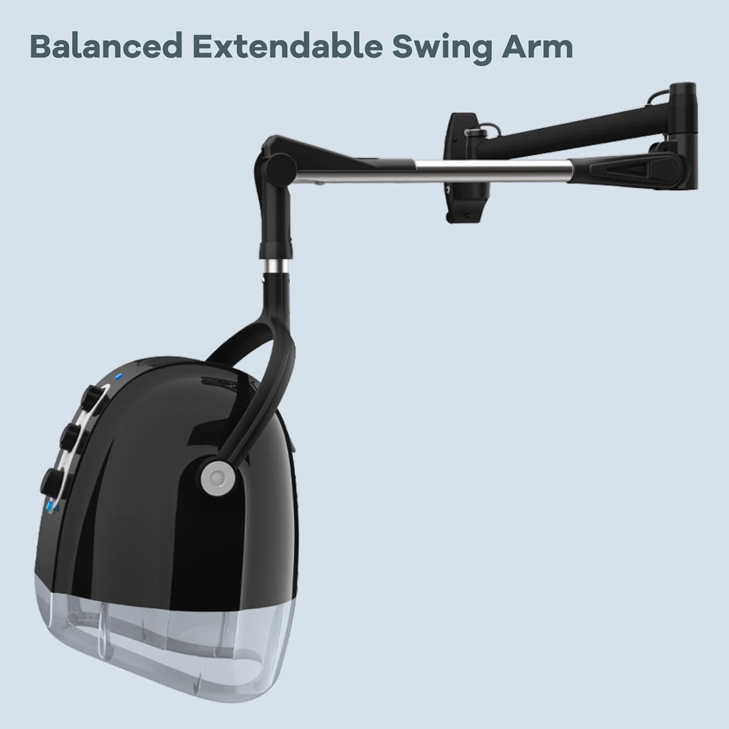 Wall Mount Hooded Salon Hair Dryer, Ionic, Temperature & Drying Adjustable, 60-Minute Timing Z586