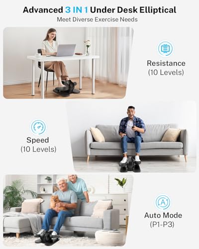3-in-1 Mini Seated Pedal Exerciser with 10 Resistance Levels G825