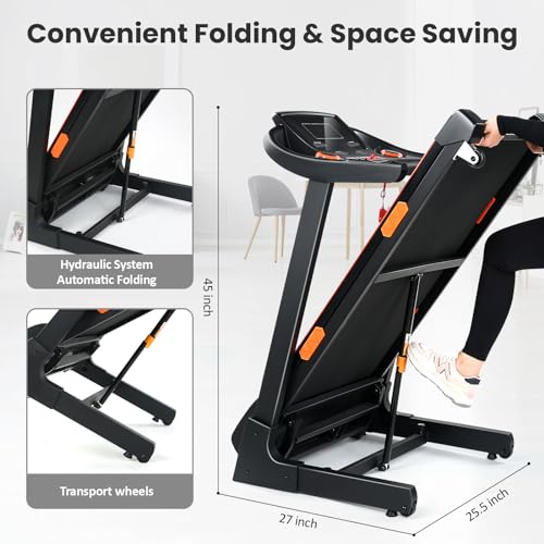 15% Auto Incline Folding Treadmill with Wide Belt, 320 lb Capacity U710550