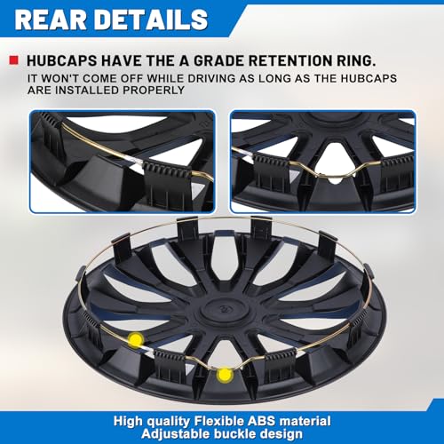 15 Inch Wheel Rim Covers Set of 4 Black Lacquer Red Lacquer ABS Plastic O837