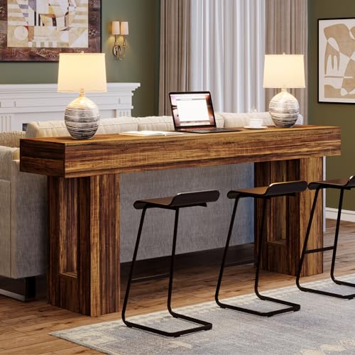 63-Inch Long Console Table, Rustic Brown Wooden Sofa Table V34960