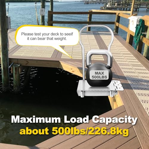 Folding Boat Boarding Platform with Handrail 500LBs Load Non-Slip Heavy Duty Steel Q6404