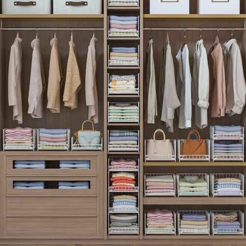 Black 4-tier Sliding Closet Organizers and Drawer Storage Shelves I337