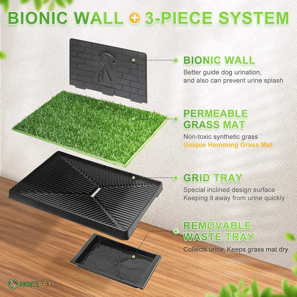 Dog Grass Pad with Tray Large, Reusable Artificial Grass Training Pads O4653