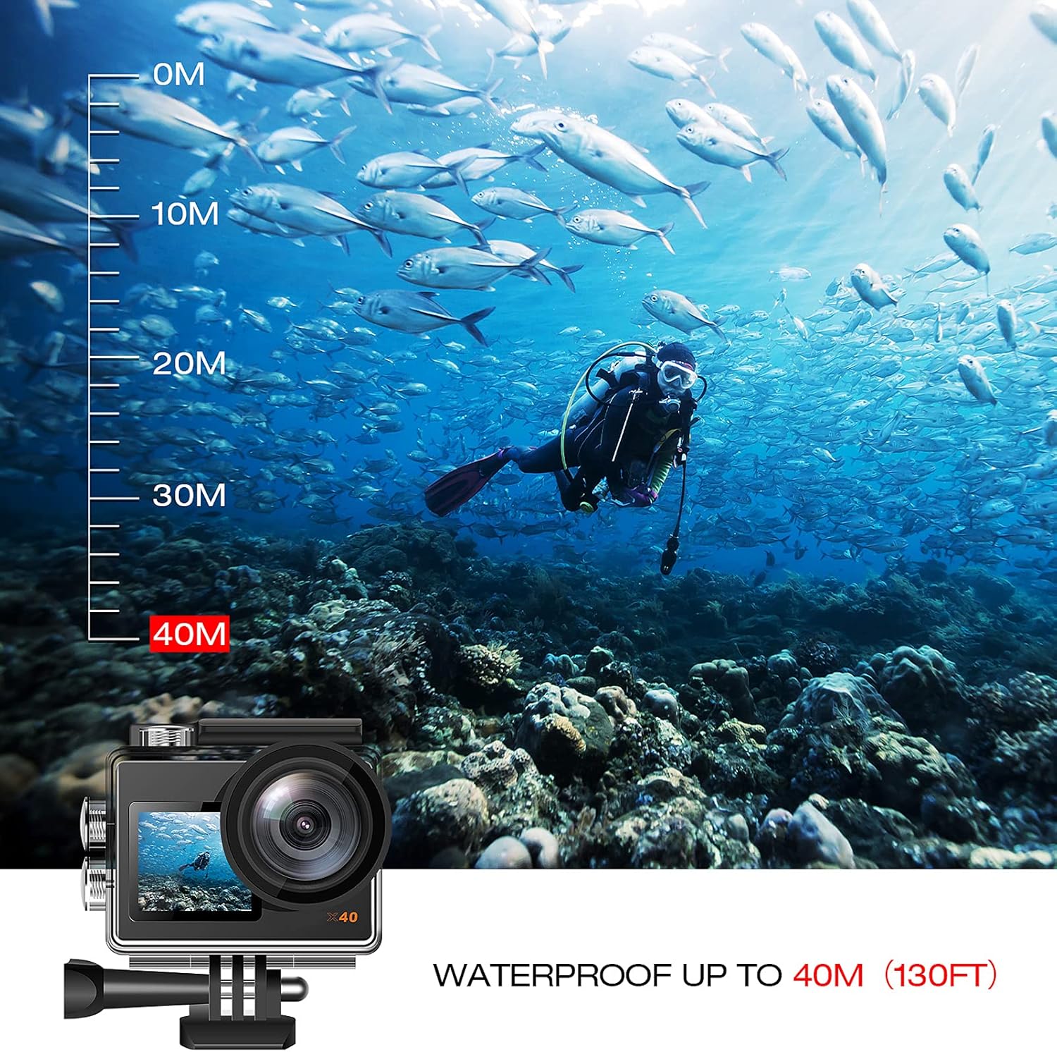 4K Waterproof Action Camera with 2 Batteries W9931