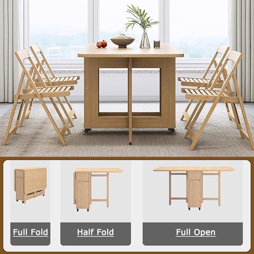 Extendable Drop Leaf Wood Dining Table Set for 6 F56795