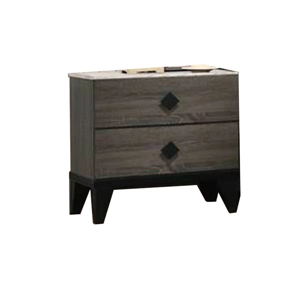 Gray Queen Size Wooden Bedframe with 2 Nightstands 3pc Furniture Set I343996