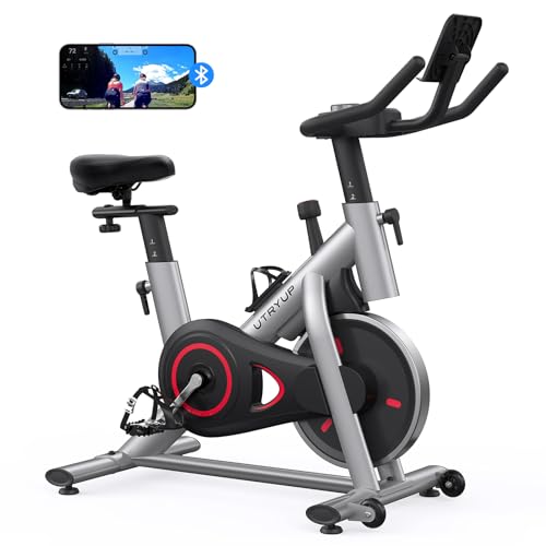 Stationary Bike with Thickened Steel Tube, Silent Belt Drive, Heavy Flywheel, Comfortable Seat Cushion and Upgraded LED Monitor P437853