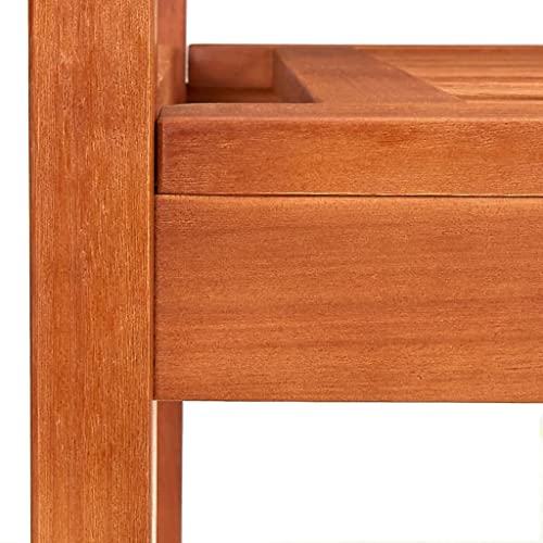 Rustic Brown Solid Eucalyptus Wood 3-Seater Patio Bench with Backrest X865070