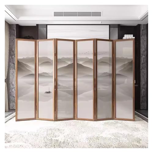 6 Panel Walnut Wood Room Divider P143096