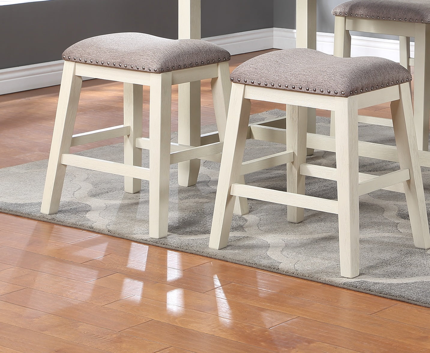 5pc Counter Height Dining Table with Storage Shelves and Stools E52093