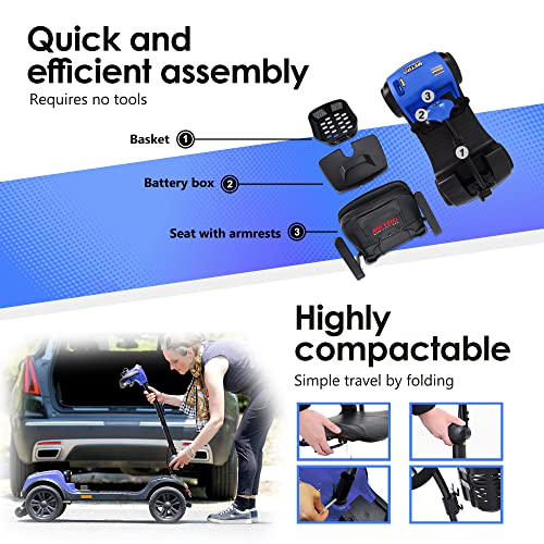 Red 4 Wheel Lightweight Electric Mobility Scooter with Extended Battery and Basket M28013