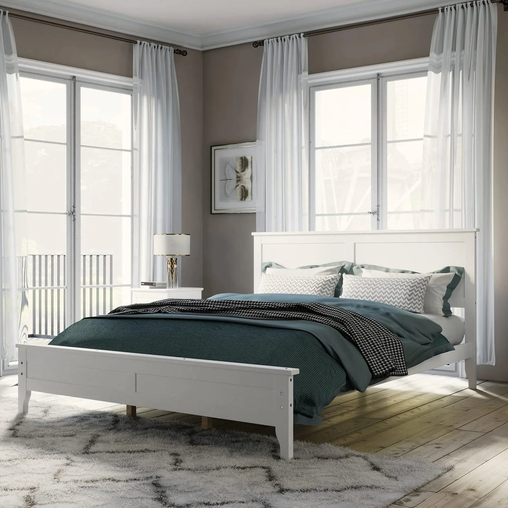 White Queen Size 5 Piece Wood Bedroom Furniture Set R175331