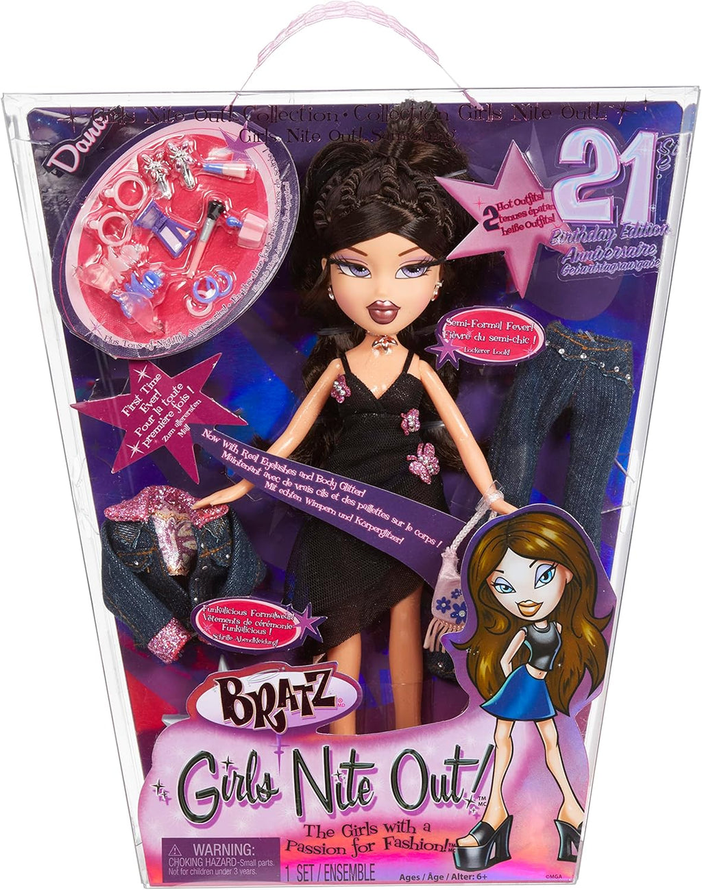 Bratz Girls Nite Out 21st Birthday Edition Fashion Doll Dana, 10 x 2.5 x 11.5 inches, Multicolor X21834