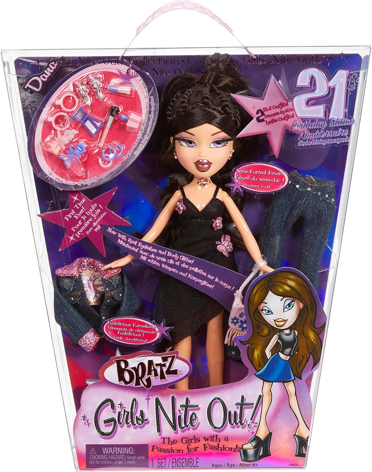 Bratz Girls Nite Out 21st Birthday Edition Fashion Doll Dana, 10 x 2.5 x 11.5 inches, Multicolor X21834