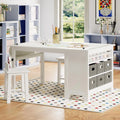 Kids Art Table and Chair Set with Two Chairs, Storage Shelves, Canvas Bins, Paper Roll O116