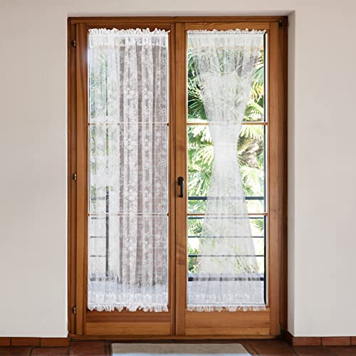 White Semi Sheer Voile Curtains 72 Inches 2 Pieces N215580