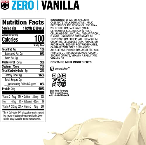 Vanilla Crème Protein Shake, 20g Protein, Zero Sugar, 11.16 Fl Oz (Pack of 12) K494130