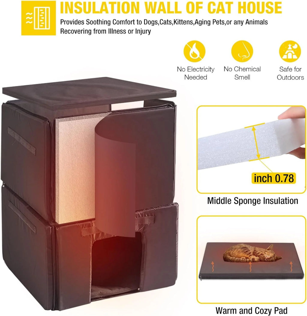 Insulated Cat House Outdoor Weatherproof with Insulated Liner B466