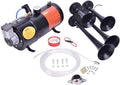 Blue 4 Trumpet Loud Train Horns Kit with 150 PSI 12V Air Compressor 1.59 Gallon M435
