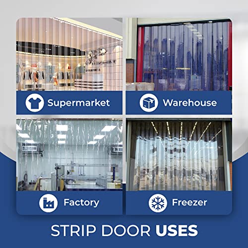 Clear Smooth PVC Strip Door Curtain Kit, 36 in. Width x 80 in. Height, 8 in. Wide x .08 in. Thick, 50% Overlap C64103