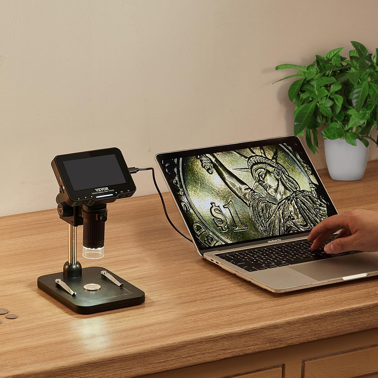 4.3" IPS Screen 50X-1000X Magnification LCD Digital Microscope with 8 LED Lights and 32GB SD Card X9759
