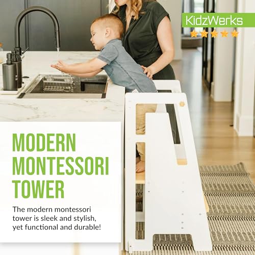 White Adjustable Toddler Tower Step Stool I650