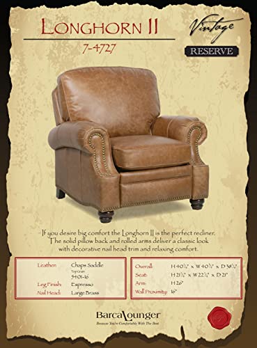 Antique Dark Sanded Bomber Top Grain Leather Recliner Chair with Espresso Wood Legs M30569
