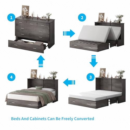 Queen Size Murphy Bed with Tri-Fold Mattress R58728